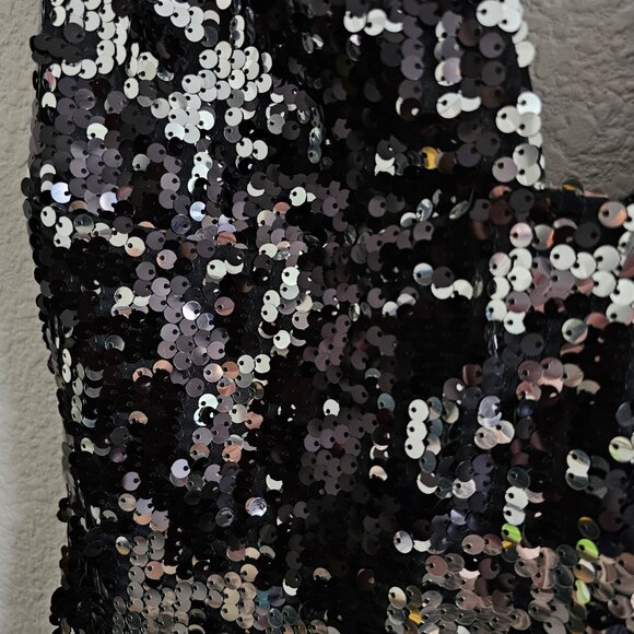 NWT | Rachel Zoe Venus Silver Black Sequin Evening Gown Maxi Dress Size 6 - Picture 6 of 10